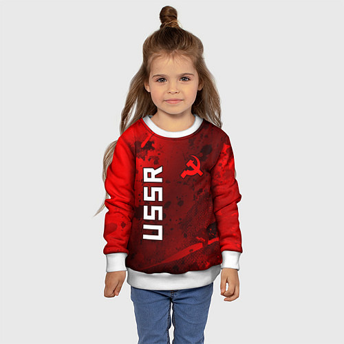 Детский свитшот USSR - Серп и Молот - Краска / 3D-Белый – фото 4
