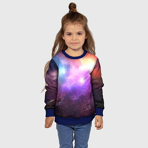 Детский свитшот Космос, сияние и звезды / 3D-Синий – фото 4