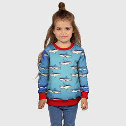 Свитшот детский Акулы Паттерн, цвет: 3D-красный — фото 2
