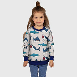 Свитшот детский Кровожадные акулы паттерн, цвет: 3D-синий — фото 2
