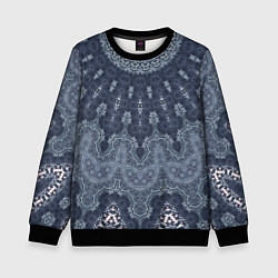 Свитшот детский Серый восточный орнамент мандала, цвет: 3D-черный