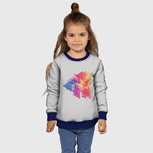 Детский свитшот Цветные треугольники / 3D-Синий – фото 4