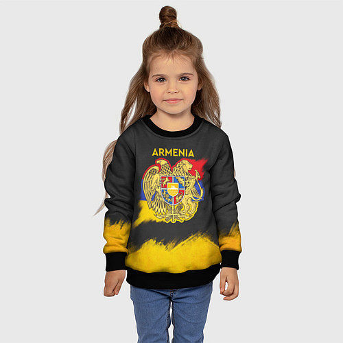 Детский свитшот Yellow and Black Armenia / 3D-Черный – фото 4