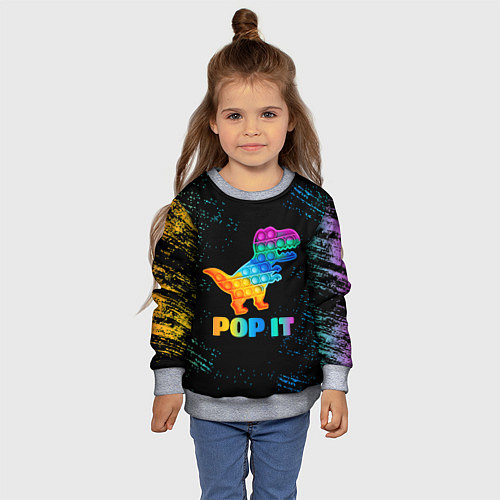 Детский свитшот POP IT DINOSAUR ДИНОЗАВР / 3D-Меланж – фото 4