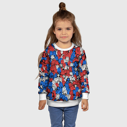 Детский свитшот Бело-сине-красные матрёшки / 3D-Белый – фото 4