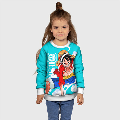 Детский свитшот Ван-Пис, Гому Гому но Ми / 3D-Белый – фото 4