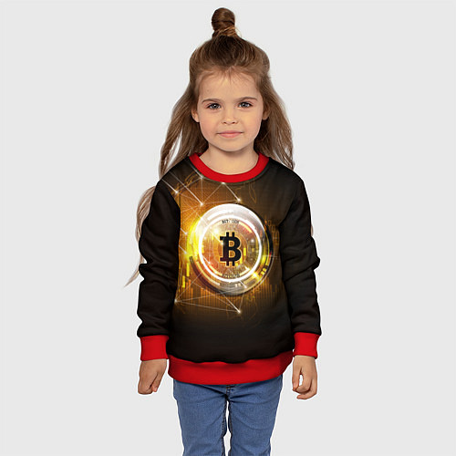 Детский свитшот КРИПТОВАЛЮТА БИТКОИН / 3D-Красный – фото 4