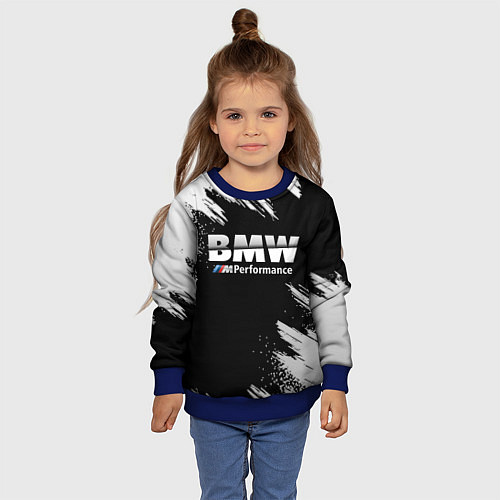 Детский свитшот БМВ РАЗРЕЗАННОЕ ЛОГО / 3D-Синий – фото 4