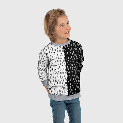 Детский свитшот Руны / 3D-Меланж – фото 3