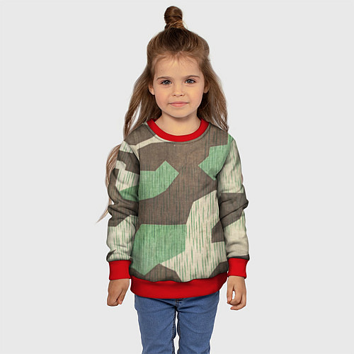Детский свитшот Камуфляж хаки армейский / 3D-Красный – фото 4