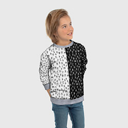 Свитшот детский Руны чёрно-белое, цвет: 3D-меланж — фото 2