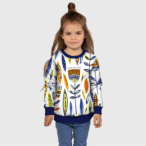 Детский свитшот Цветы фараона / 3D-Синий – фото 4