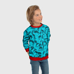 Свитшот детский Синий камуфляж с дельфинами, цвет: 3D-красный — фото 2