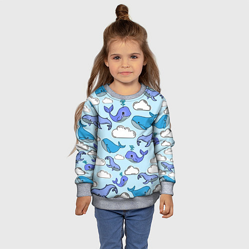 Детский свитшот Небесные киты цвет / 3D-Меланж – фото 4