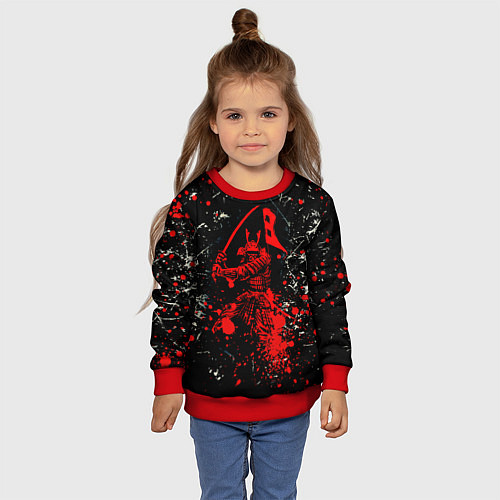 Детский свитшот Красный Японский Самурай Samurai / 3D-Красный – фото 4