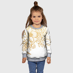 Свитшот детский Золотые цветы на белом, цвет: 3D-меланж — фото 2