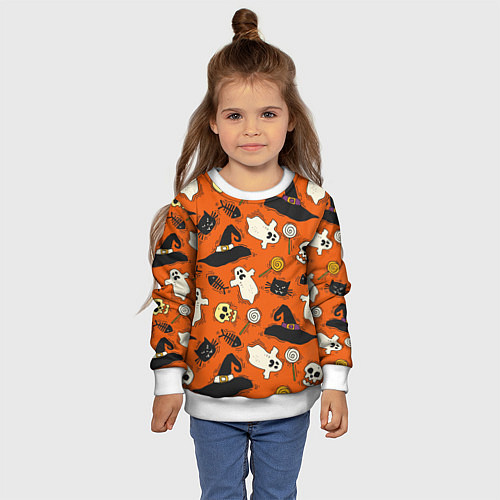 Детский свитшот Хэллоуинские шалости / 3D-Белый – фото 4