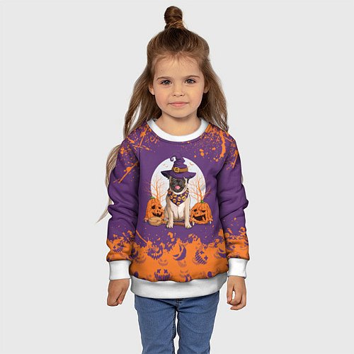 Детский свитшот Мопс на хэллоуин / 3D-Белый – фото 4