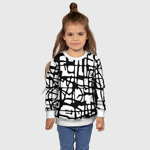 Детский свитшот Черно-Белый мотив Cantabrigiensia, подходящий для / 3D-Белый – фото 4