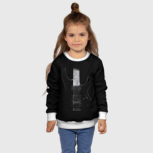 Детский свитшот ЧЕРНАЯ ЭЛЕКТРОГИТАРА / 3D-Белый – фото 4