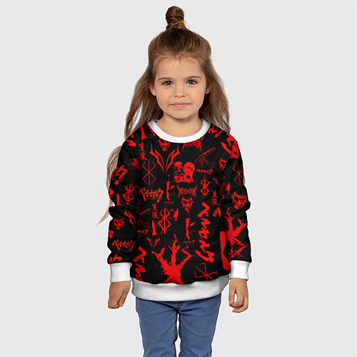 Детский свитшот БЕРСЕРК ПАТТЕРН СИМВОЛИКА КЛЕЙМО / 3D-Белый – фото 4