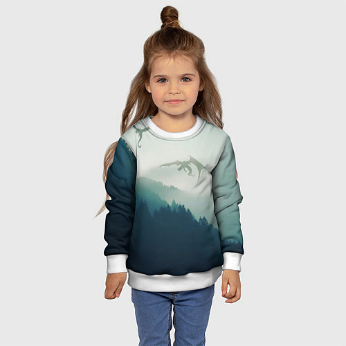 Детский свитшот ДРАКОНЫ НАД ЛЕСОМ DRAGON / 3D-Белый – фото 4