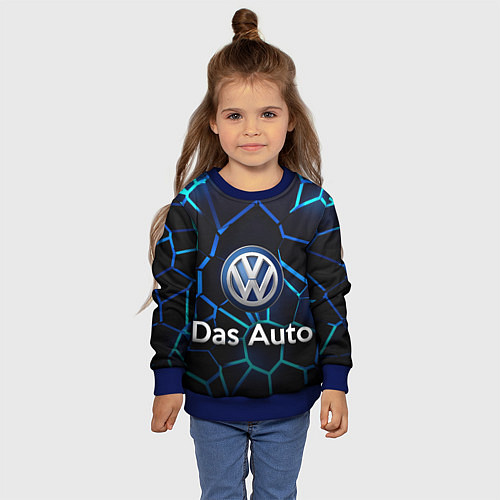 Детский свитшот Volkswagen слоган Das Auto / 3D-Синий – фото 4
