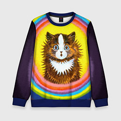 Свитшот детский Радужный кот Луиса Уэйна, цвет: 3D-синий
