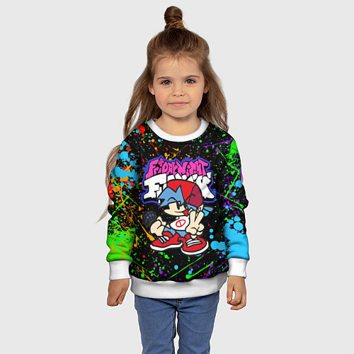 Детский свитшот FRIDAY NIGHT FUNKIN БРЫЗГИ КРАСОК, ГЕРОЙ / 3D-Белый – фото 4