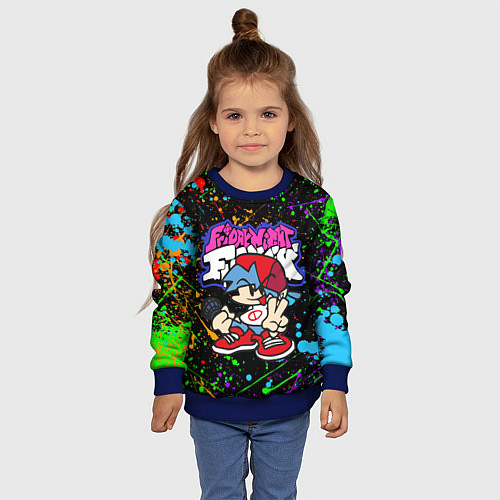 Детский свитшот FRIDAY NIGHT FUNKIN БРЫЗГИ КРАСОК, ГЕРОЙ / 3D-Синий – фото 4