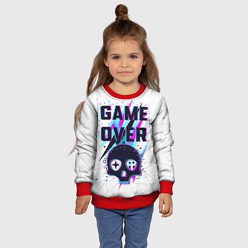 Детский свитшот Game OVER - NEON 3D / 3D-Красный – фото 4