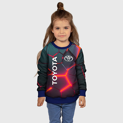 Детский свитшот TOYOTA 3D NEON ТОЙОТА 3Д ПЛИТЫ НЕОН / 3D-Синий – фото 4