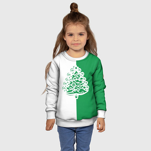 Детский свитшот Зелёная Ёлочка / 3D-Белый – фото 4