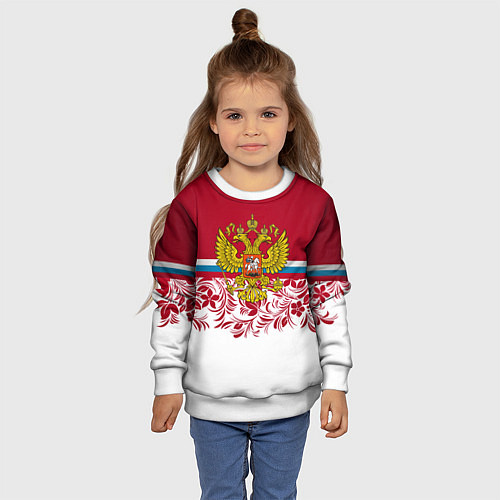 Детский свитшот Российский герб / 3D-Белый – фото 4