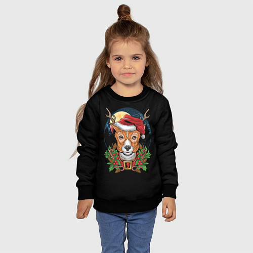 Детский свитшот Рождественский Оленёнок / 3D-Черный – фото 4