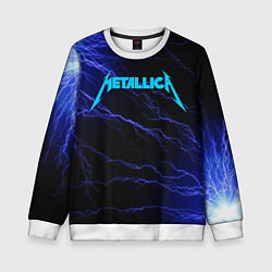 Свитшот детский METALLICA BLUE FLASH МЕТАЛЛИКА СИНИЕ МОЛНИИ, цвет: 3D-белый