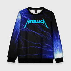 Свитшот детский METALLICA BLUE FLASH МЕТАЛЛИКА СИНИЕ МОЛНИИ, цвет: 3D-черный