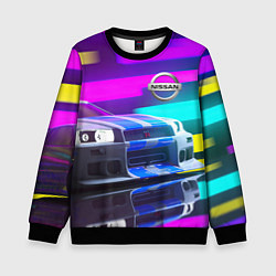 Свитшот детский NISSAN GT-R SKYLINE, цвет: 3D-черный