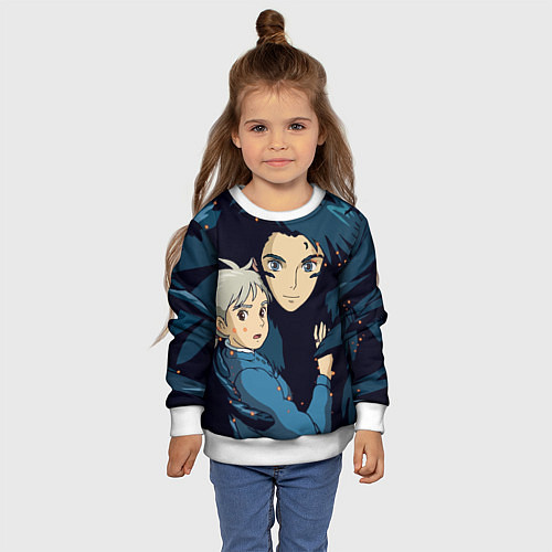 Детский свитшот Ходячий замок Софи и Хаул летят / 3D-Белый – фото 4