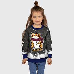 Свитшот детский Тигр с бокалом вина, цвет: 3D-синий — фото 2