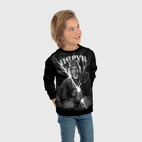 Детский свитшот Перун Славянский бог / 3D-Черный – фото 3