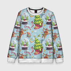 Свитшот детский Merry Christmas Pattern, цвет: 3D-белый