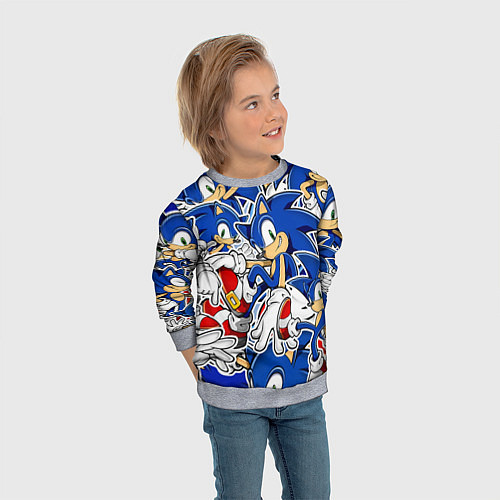 Детский свитшот SONIC ПАТТЕРН СОНИК / 3D-Меланж – фото 3
