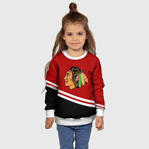 Детский свитшот Chicago Blackhawks, NHL / 3D-Белый – фото 4