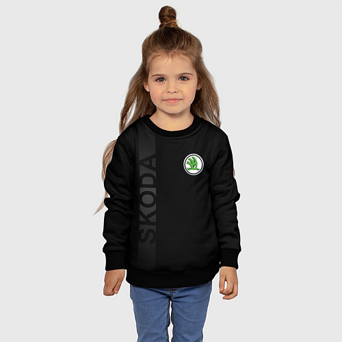 Детский свитшот Шкода, полоса / 3D-Черный – фото 4