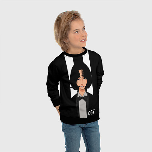 Детский свитшот Игрок Кан Сэ Бёк номер 067 в костюме / 3D-Черный – фото 3