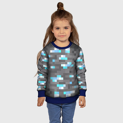Детский свитшот АЛМАЗНАЯ РУДА DIAMOND ORE MINCRAFT / 3D-Синий – фото 4