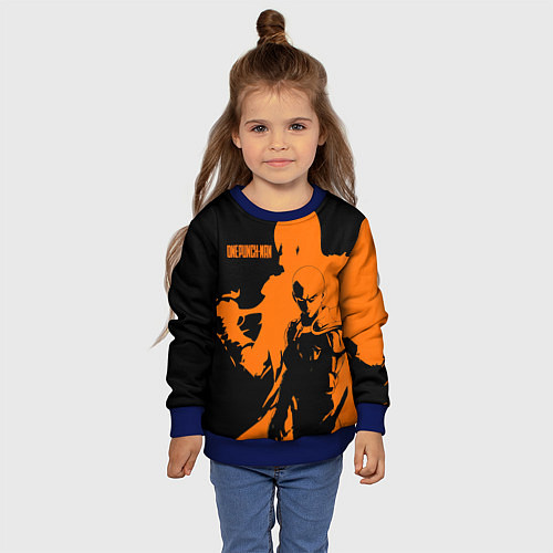 Детский свитшот Сайтама образ в силуэте One Punch-Man / 3D-Синий – фото 4