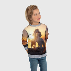Свитшот детский Лошади на закате, цвет: 3D-меланж — фото 2