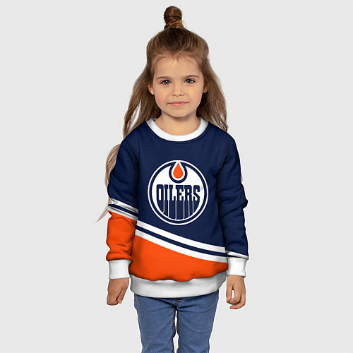 Детский свитшот Edmonton Oilers Эдмонтон Ойлерз / 3D-Белый – фото 4